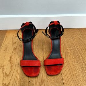 Celine Red Suede Sandals, 37.5